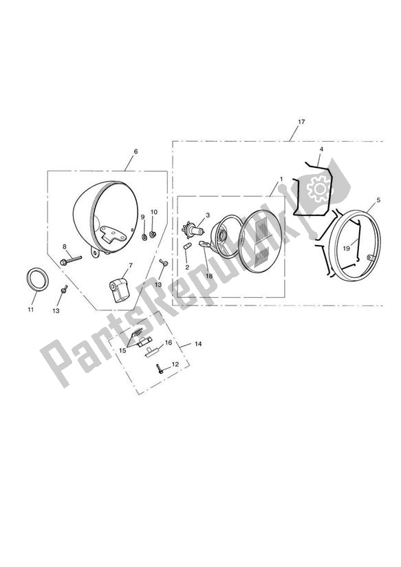 All parts for the Headlight Assembly of the Triumph America Carburettor 790 2002 - 2007